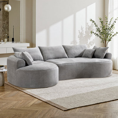 Boneless 124.5" Curved Modular Sectional Sofa, Large L-shaped Floor Couch, No Assembly Required & Boxed Delivery,easy-clean, Includes 4 Pillows,modern Design