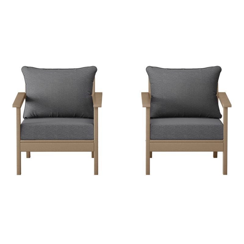 Chaise profonde avec coussins (ensemble de 2), Gris, Marron clair