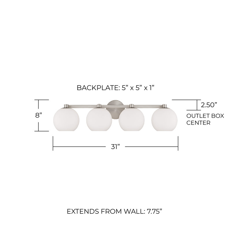 Ansley 4 - Light Dimmable Vanity Light, Brushed Nickel