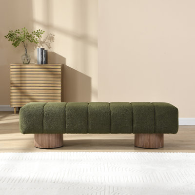 Banc de salle à manger rembourré, repose-pieds de banc d'entrée sans assemblage, pieds en bois avec tabouret en tissu Boucle et capacité de poids de 300 lb