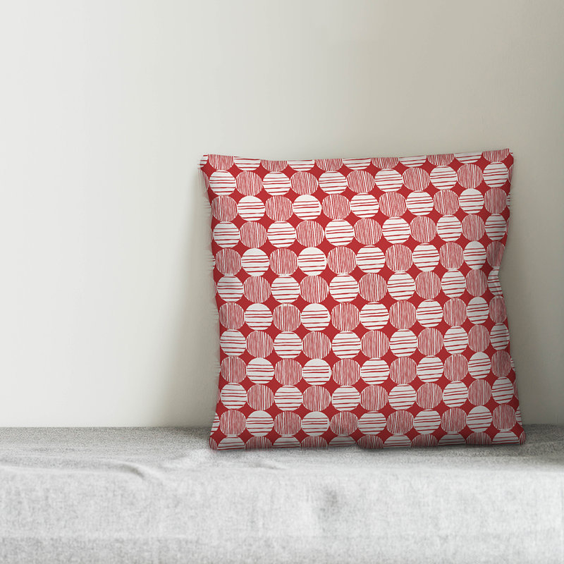 Geometric Reversible Throw Pillow, 16" x 16", Red/White Geometric 2