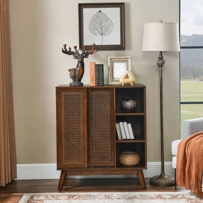 Storage Cabinet with open shelves and sliding doors by Bayou Breeze