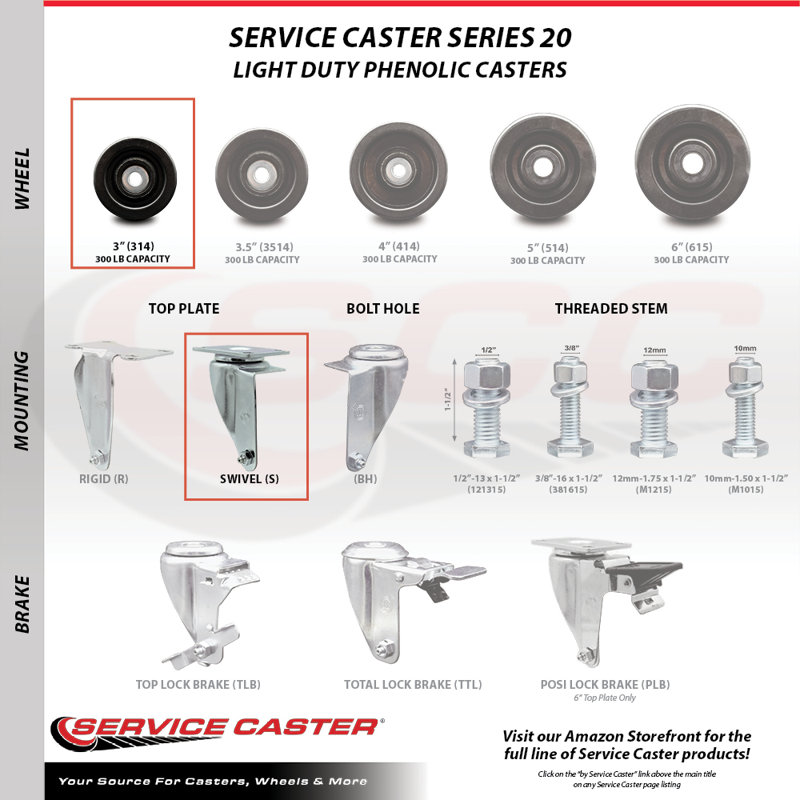 Phenolic Wheel Swivel Top Plate Caster