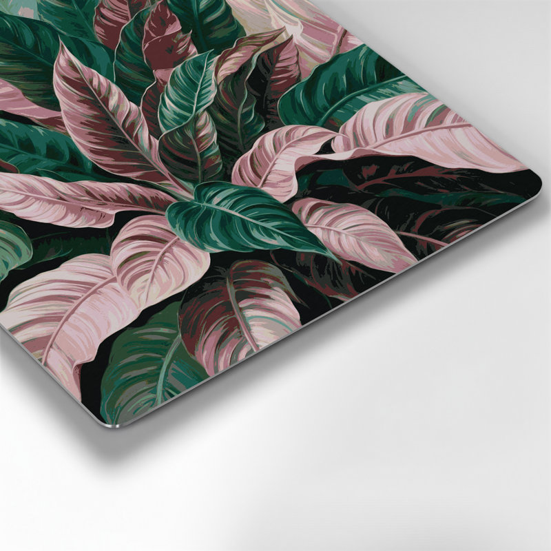 Art mural botanique en métal vert caladium, H 16 po x l 16 po