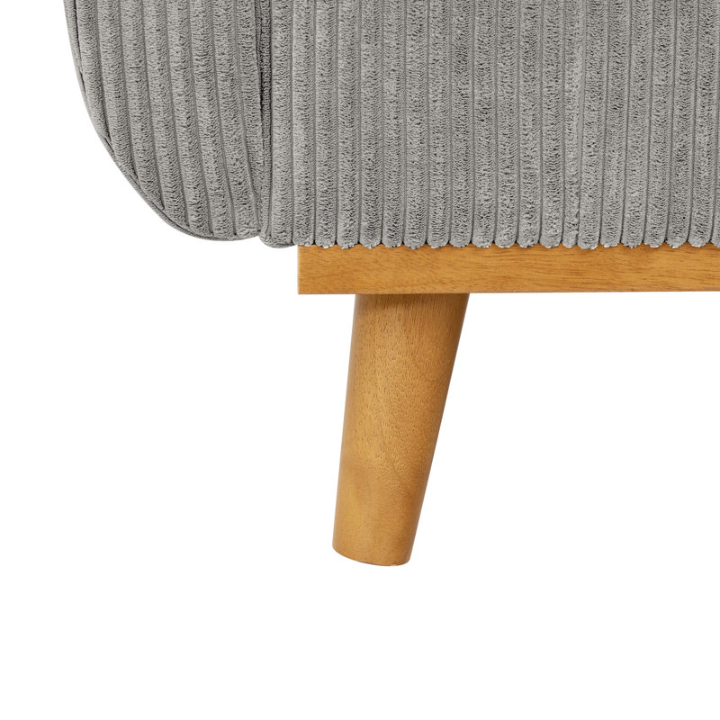 2 - Seat Gray Corduroy Mid Century With Solid Wood Frame, Clean Lines And Accent Pillows For Compact Living Areas Style Frame Two Throw Open Concept Small Spaces