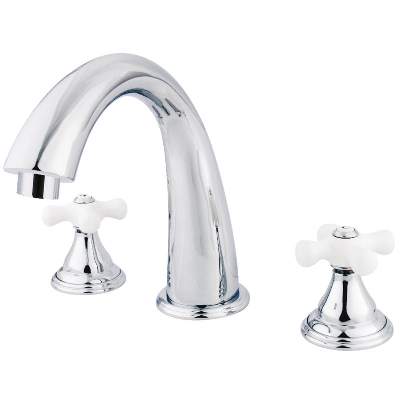 Kingston Brass Royale Two-Handle 3-Hole Deck Mount Roman Tub Faucet, Polished Chrome