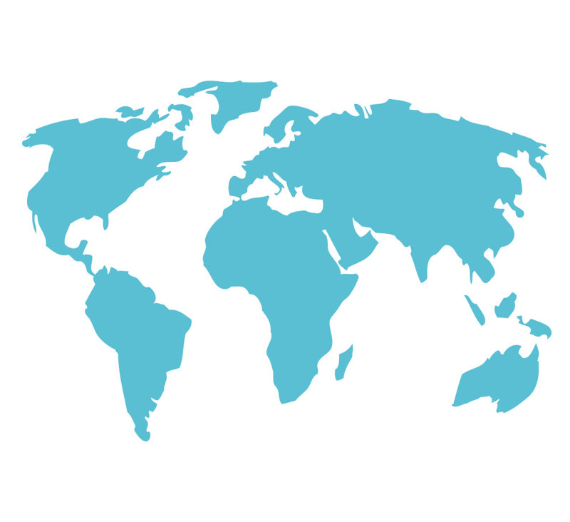 Décalcomanie murale carte du monde, H 22 po x l 32 po x P 0,01 po, Bleu geyser