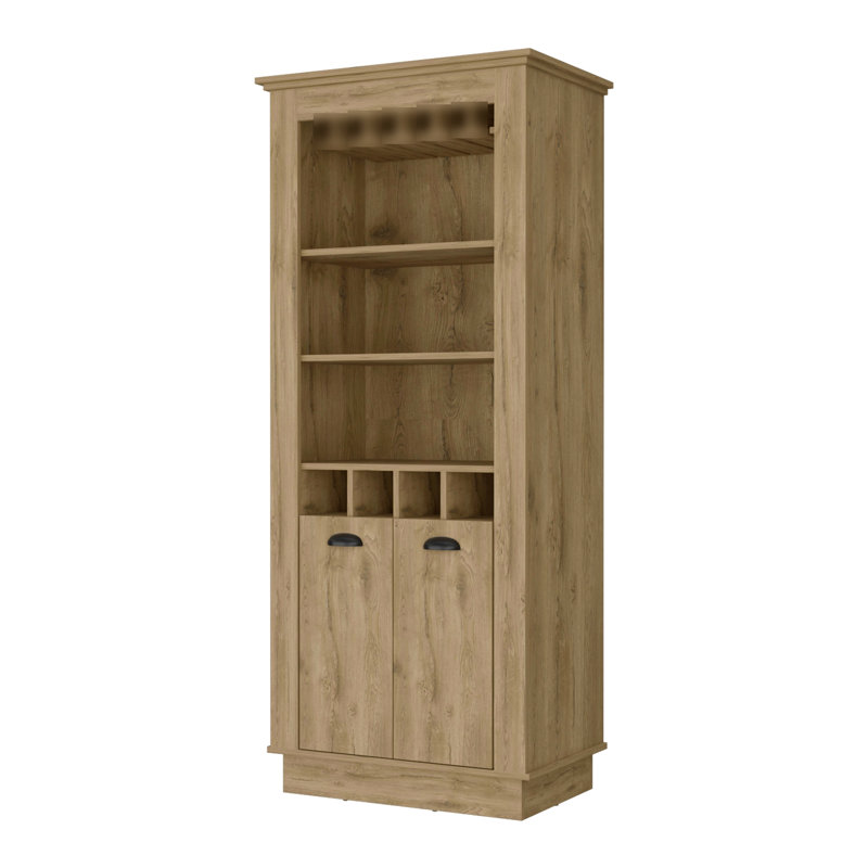 Stylish Wine Cabinet With Ample Storage Space Elegant 4-Built In Rack Bar For Home Enjoyment, Brown