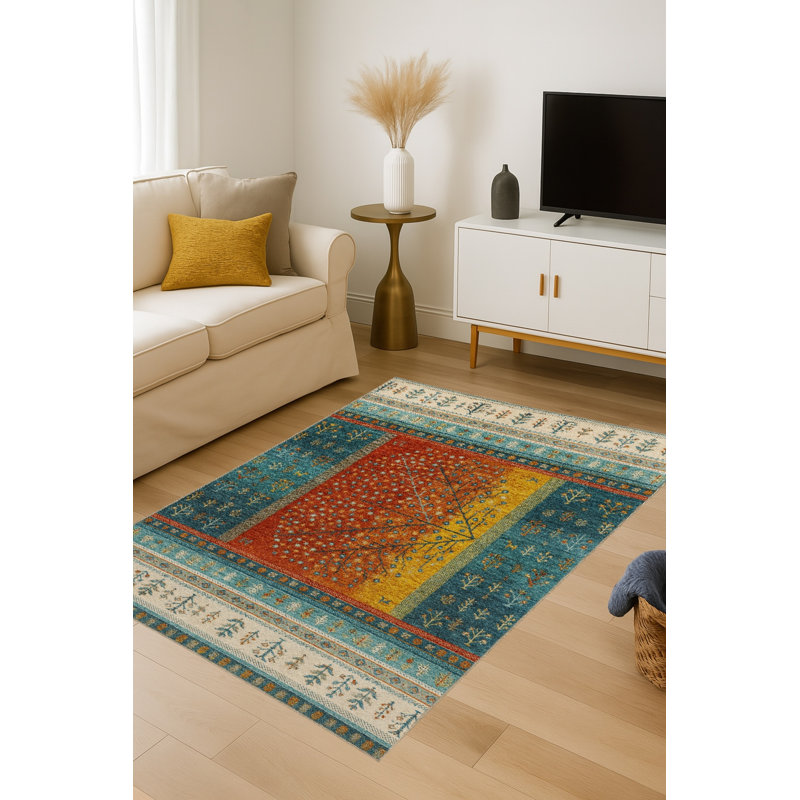 Tapis beige tissé traditionnel Mosso, 3'3" x 4'11"