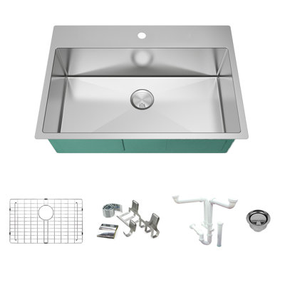 Diamond 32'' L Single Bowl Stainless Steel Kitchen Sink