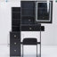 Petite coiffeuse 29,2 po avec tabouret de chevet gauche + tabouret rembourré, 2 blocs d'alimentation CA + 2 ports USB, support pour séchoir à cheveux, très grand miroir à DEL coulissant à commande tactile, changement de luminosité tricolore, réglage de la luminosité