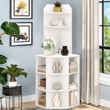 Darley 26.2" W Wood Corner Bookcase with Charging & Compartments