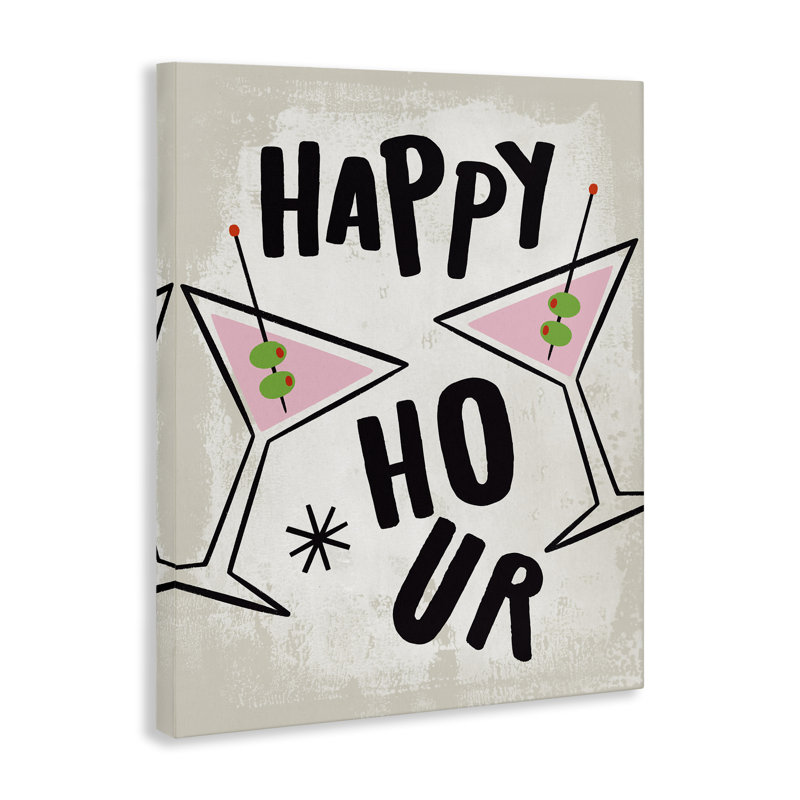 «Happy Hour Martinis», art mural sur toile, par Nina Seven, H 48 po x l 36 po