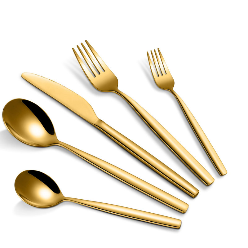 Superior Gold Stainless Steel Flatware Set - 2-Pack 30-Piece Modern Cutlery Set - Durable Silverware for Kitchen & Dining - Includes Tableware Utensils - System Default