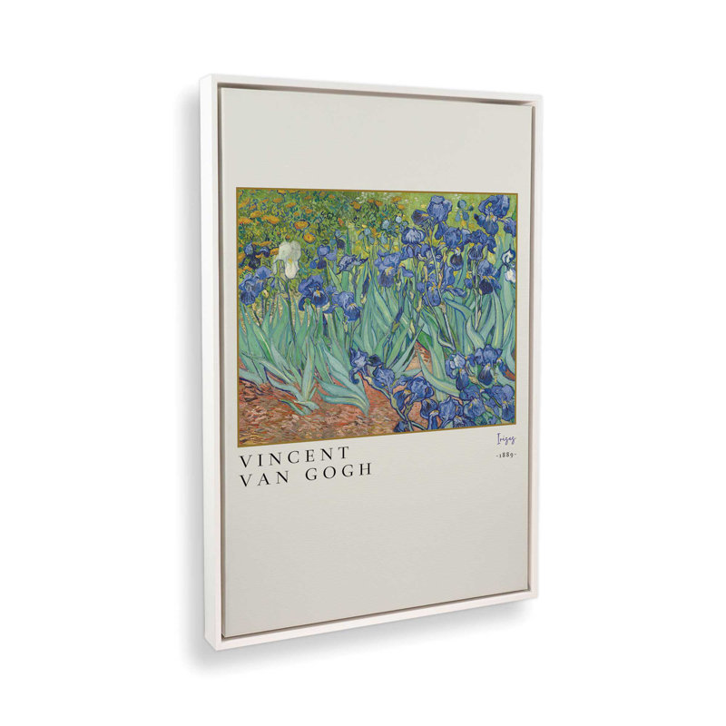 Van Gogh's Irises, reproduction sur toile dans un cadre, H 30,75 po x l 20,75 po, Cadre flottant blanc opaque