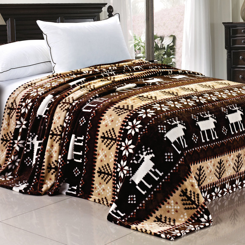 Throw Blanket, Chocolate Snowflake Deer, Twin