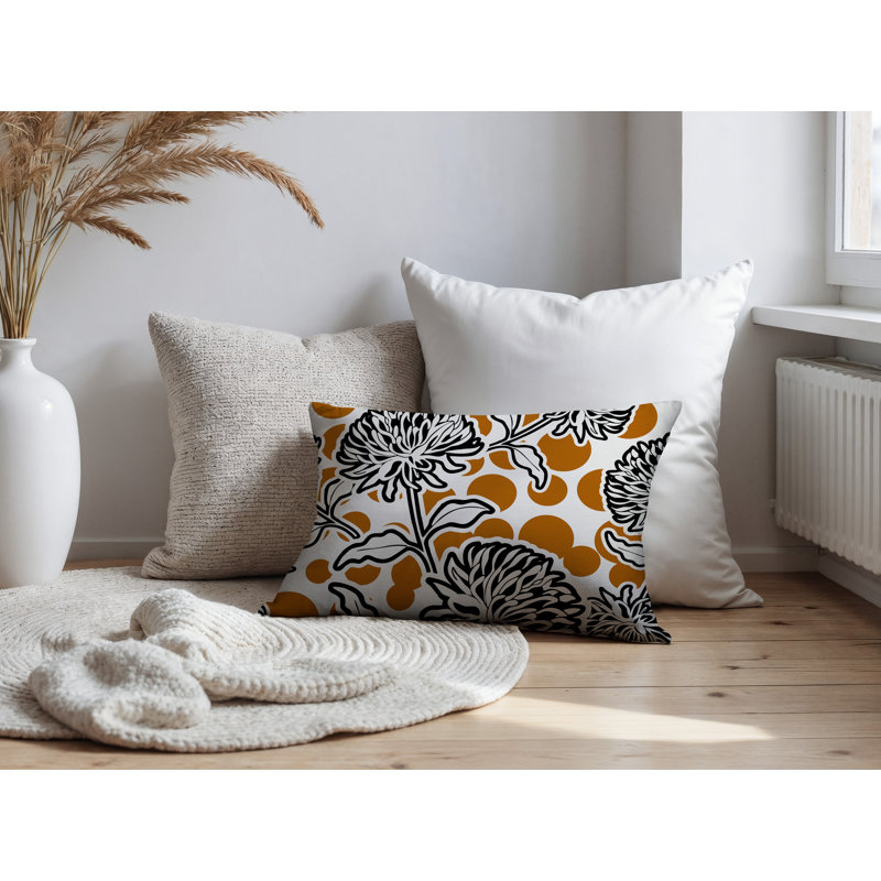Oreiller rectangulaire réversible intérieur / extérieur Jae, Orange, Rectangle H 14 po x l 20 po