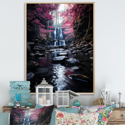 «Pink Tree Waterfall Uncharted Journey I», reproduction sur toile