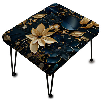 Repose-pieds rectangulaire glamour doré et saphir glamour