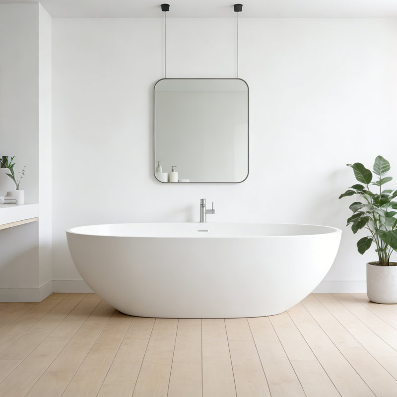 71" Premium Solid Surface Deep Soaking Bathtub