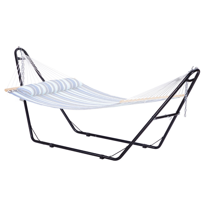 Le support de hamac en acier Highland Dunes d'une capacité de 450 lb convient aux hamacs de 6,9 à 12,8 pi