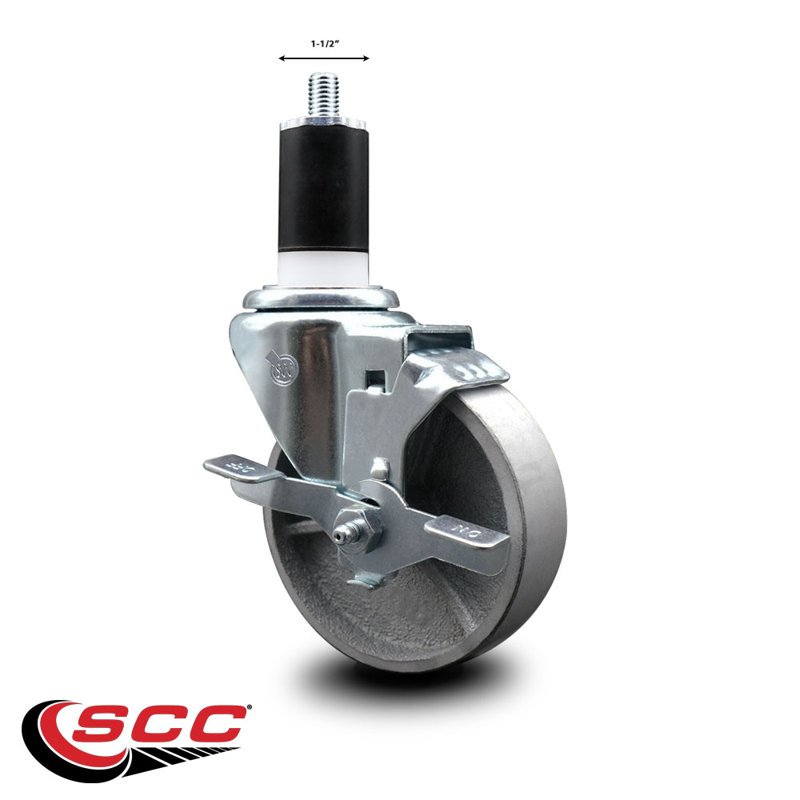 Roulettes pivotantes semi-pivotantes en acier inoxydable 1-1 / 2 pouces avec frein SCC