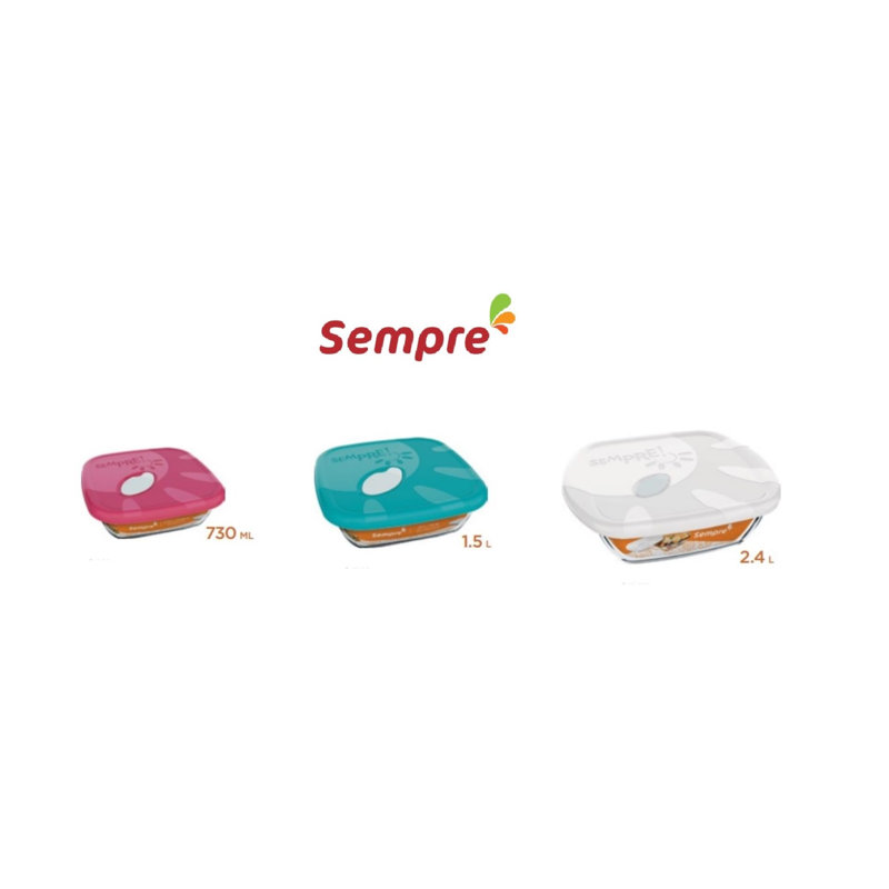 Plat de cuisson en verre Semper Square avec couvercle