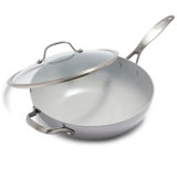 GreenPan Venice Pro Tri-Ply Stainless Steel Healthy Ceramic Nonstick 12" Wok Pan with Lid
