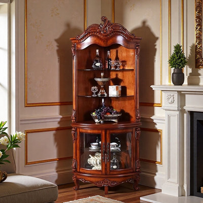 American-style carved corner bookcase