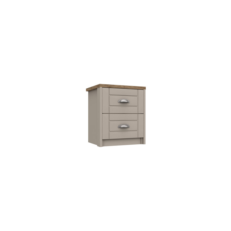 Newhaven 43.4cm W Manufactured Wood Bedside Table, Natural Rustic Oak/Fired Earth