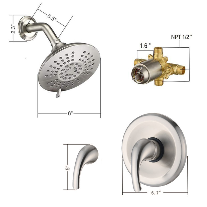 Devlin All-In-One Kit with Rough in-Valve, Brushed Nickel