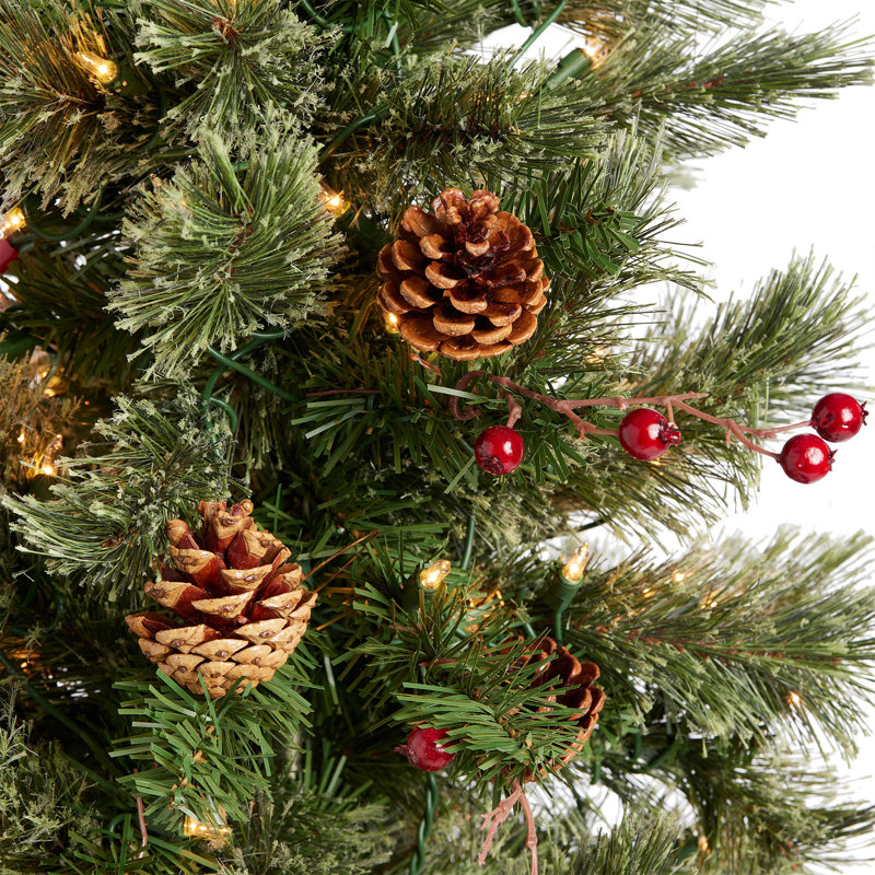 Home Heritage 9 Foot Pre-Lit Artificial Stanley Pencil Christmas Tree With Stand, 5', Multi
