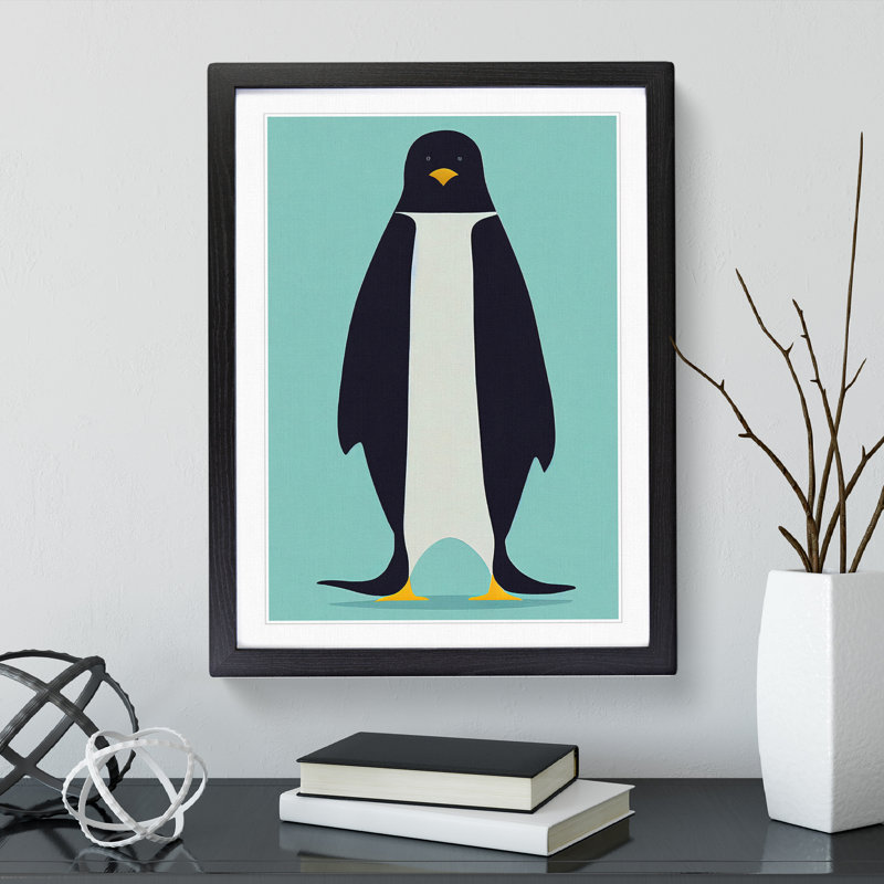 XV1022-3471X Penguin Abstract No.7 - Print, Black Framed Paper, White, 66cm H x 48cm W