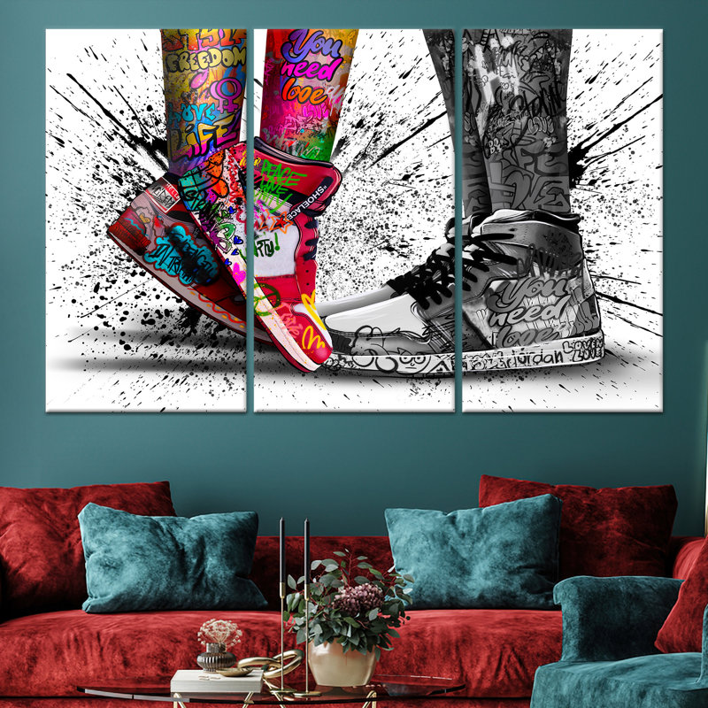 «Graffiti Shoes», art sur toile imprimé 3P, 47,2 po H x 70,9 po l