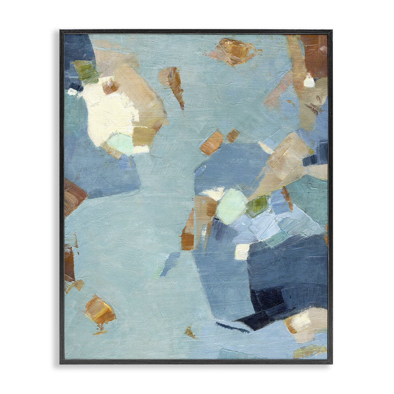 Abstrait organique Blue Moon, estampe numérique, design par Suzanne Nicoll, Giclée encadrée noir minuit, H 30 po x l 24 po