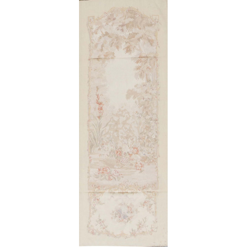 Hand-Knotted High-Quality Ivory and Beige Runner