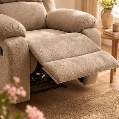 Fauteuil inclinable manuel en chenille antique Rovella, fauteuil réglable de 110 ° à 160 ° avec repose-pieds, 400 lb Fauteuil inclinable simple pour salon, chambre à coucher et petits espaces