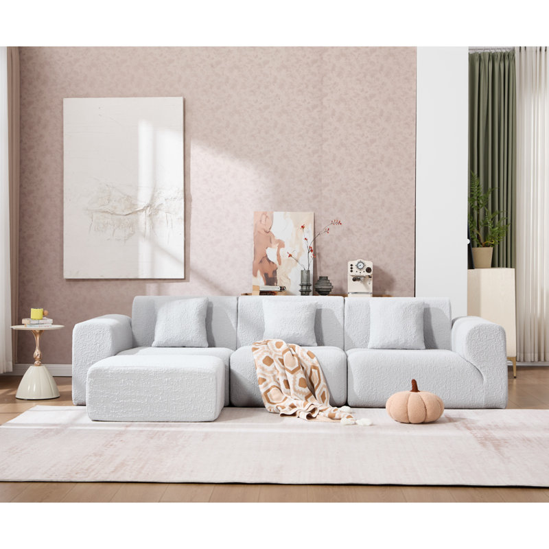 Canapé modulaire Boneless, Polyester gris clair