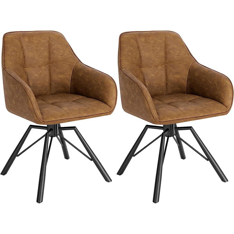 48cm H Upholstered Full Back Armchair(Set of 2), Light Brown