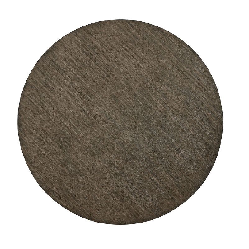 Table de salle à manger ronde en bois massif rustique avec tablette de couleur grise, surface en bois