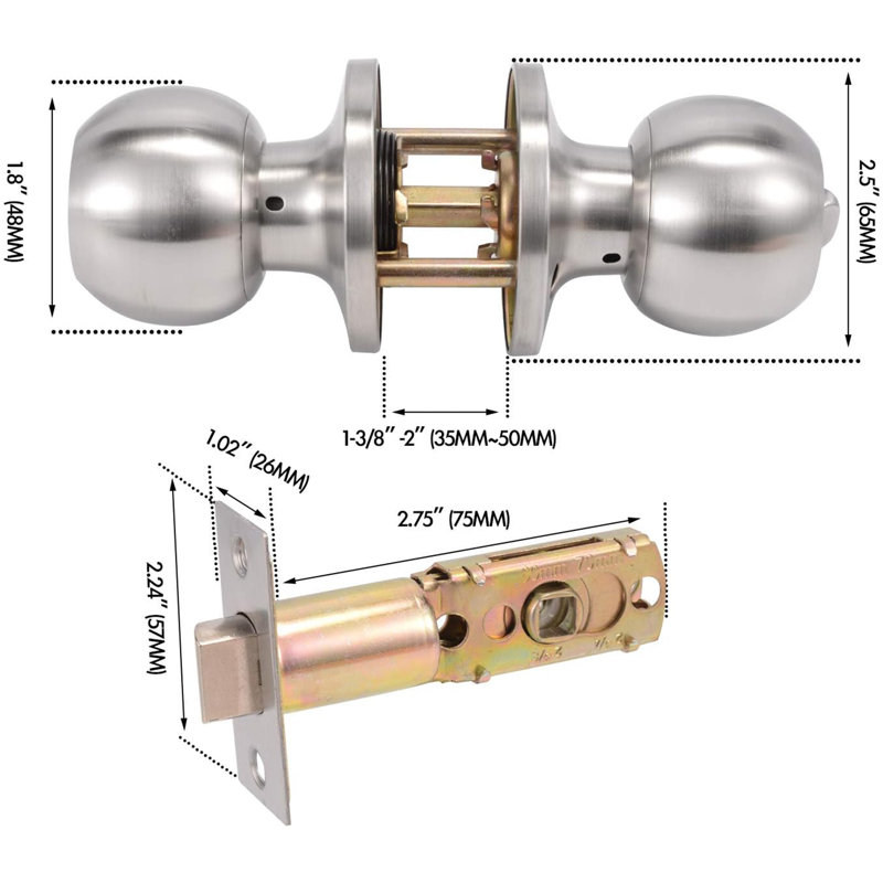 Keyed (Entry) Stainless Steel Round Knob