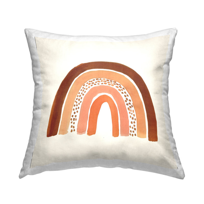 Coussin décoratif à motif orange arc-en-ciel à motif orange Boho Kids par Heather Mclaughlin