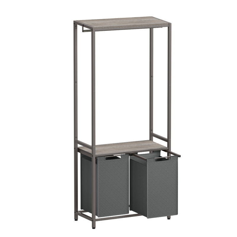 Laundry Hamper with Handles, Heather Greige/Slate Grey
