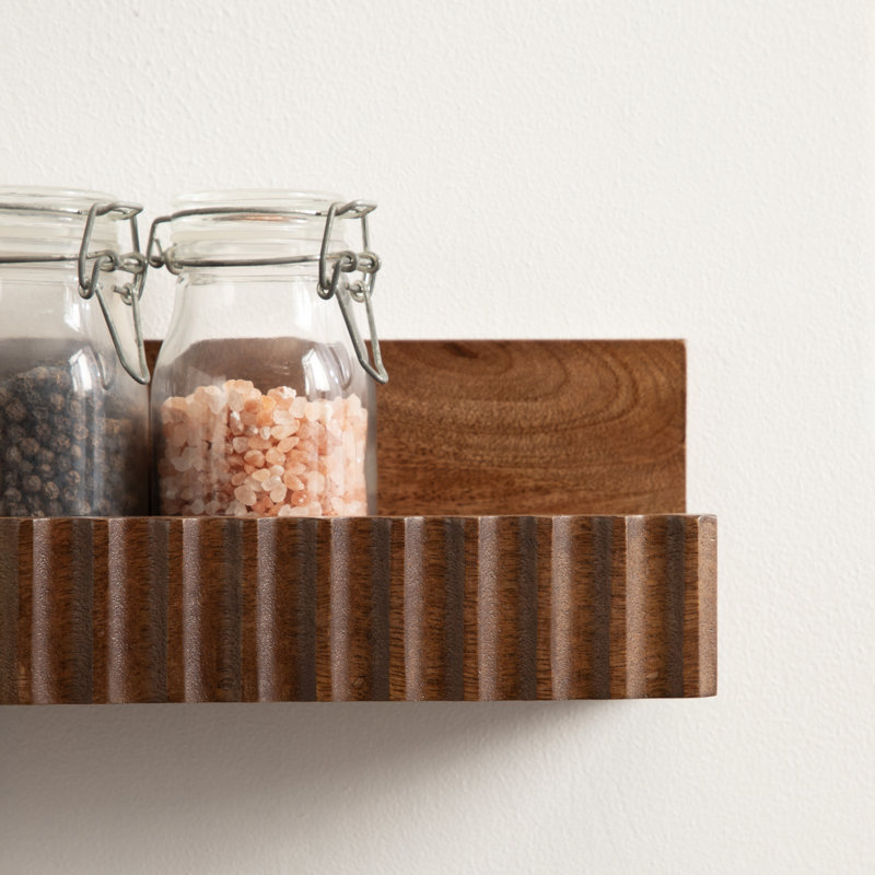 Two-Piece Picture Ledge Shelf Set, Medium Wood