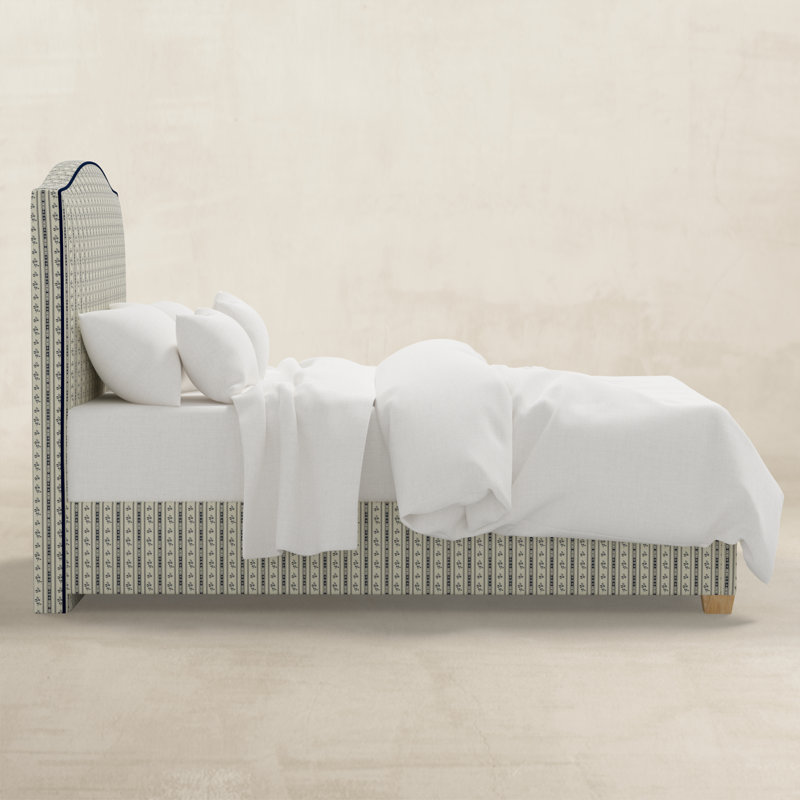 Upholstered Bed, Queen, Navy 