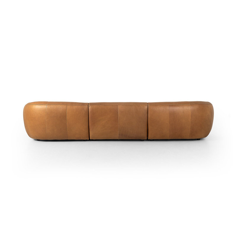 Adele 3 - Piece 141" Genuine Leather Chaise Sectional, Right Hand Facing