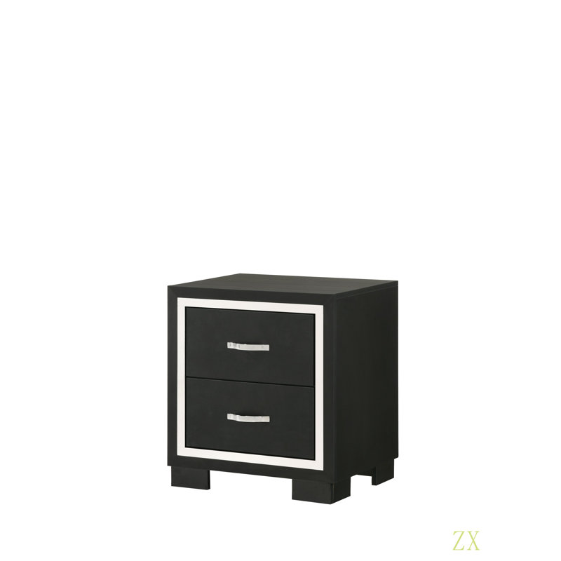 Mobilier de chambre à coucher moderne en bois avec poignées en métal 2 pièces