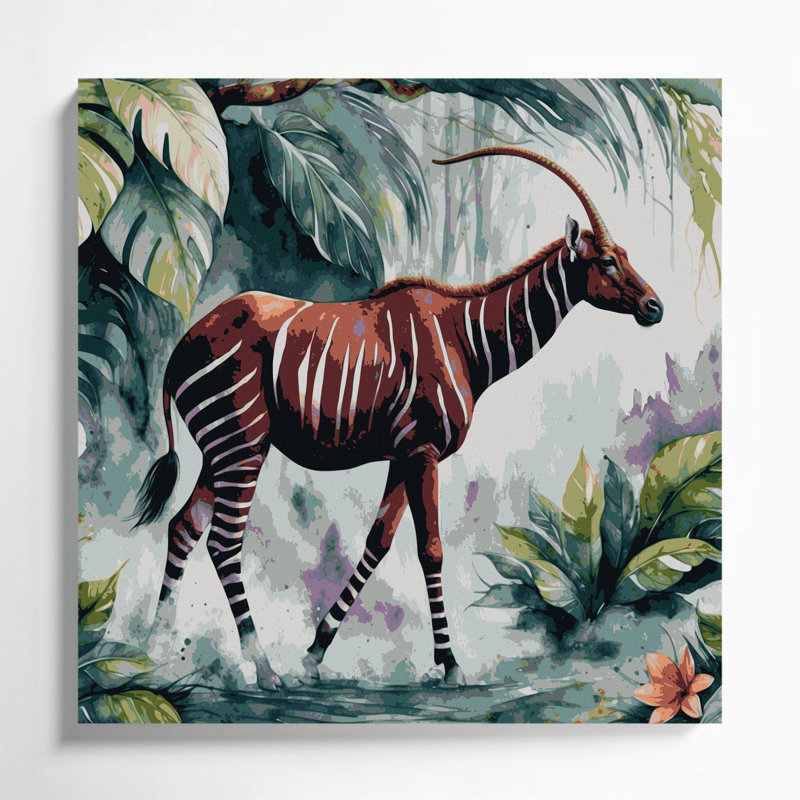 Faune, art mural sur toile gris Okapi, H 12 po x l 12 po