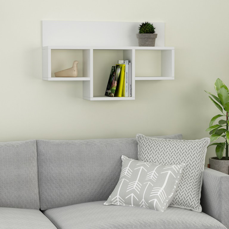 Autumn 4 Piece Square Floating Shelf, White