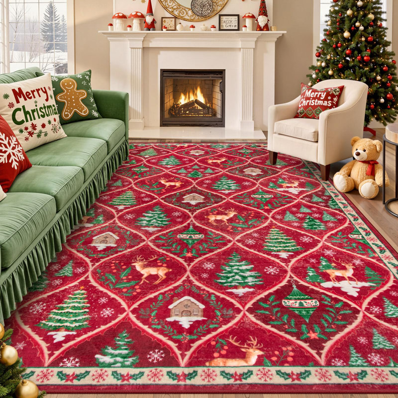 Laziya Christmas Rug, Rectangulaire 8 pi x 10 pi